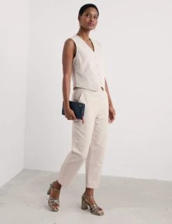 Linen Rich Straight Leg Ankle Grazer Trousers -Marksandspencer Sale Store linen rich straight leg ankle grazer trousers 5