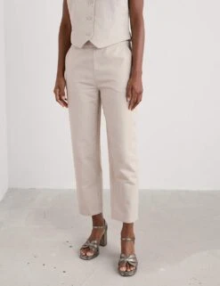 Linen Rich Straight Leg Ankle Grazer Trousers -Marksandspencer Sale Store linen rich straight leg ankle grazer trousers 7
