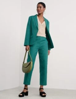 Linen Rich Straight Leg Ankle Grazer Trousers -Marksandspencer Sale Store linen rich straight leg ankle grazer trousers 9