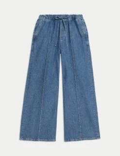 Lyocell Blend Pintuck Wide Leg Jeans -Marksandspencer Sale Store lyocell blend pintuck straight leg jeans