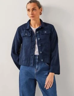 MONSOON Lyocell Rich Collared Cropped Jacket -Marksandspencer Sale Store lyocell rich collared cropped jacket 4