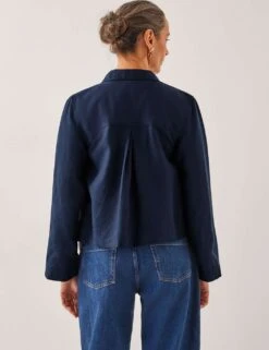 MONSOON Lyocell Rich Collared Cropped Jacket -Marksandspencer Sale Store lyocell rich collared cropped jacket 5