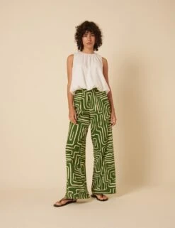 Lyocell Rich Geometric Elasticated Waist Trousers -Marksandspencer Sale Store lyocell rich geometric elasticated waist trousers 5