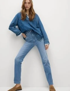 Magic Shaping High Waisted Straight Leg Jeans -Marksandspencer Sale Store magic shaping high waisted straight leg jeans 14