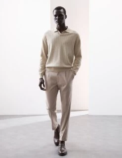 Mercerised Cotton Geometric Knitted Polo -Marksandspencer Sale Store mercerised cotton geometric knitted polo 10