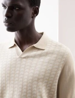 Mercerised Cotton Geometric Knitted Polo -Marksandspencer Sale Store mercerised cotton geometric knitted polo 7