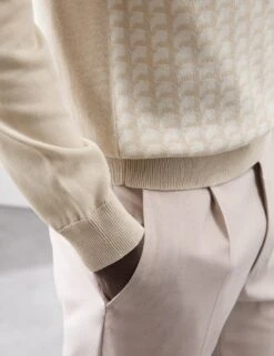 Mercerised Cotton Geometric Knitted Polo -Marksandspencer Sale Store mercerised cotton geometric knitted polo 8