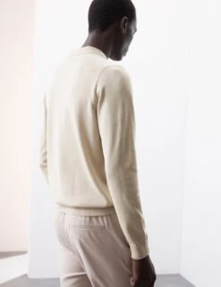 Mercerised Cotton Geometric Knitted Polo -Marksandspencer Sale Store mercerised cotton geometric knitted polo 9