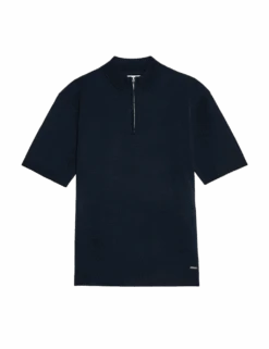 Mercerised Cotton Performance Knitted Polo -Marksandspencer Sale Store mercerised cotton performance knitted polo 1