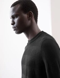 Mercerised Cotton Textured Knitted Jumper -Marksandspencer Sale Store mercerised cotton textured knitted jumper 6