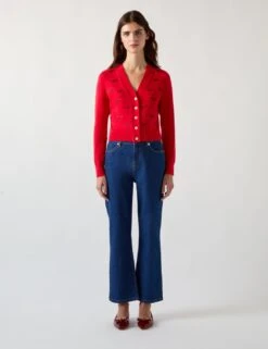 Merino Wool Blend Embroidered Lips Cardigan -Marksandspencer Sale Store merino wool blend embroidered lips cardigan 4