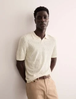 Jaeger Merino Wool Rich Knitted Polo Shirt With Silk -Marksandspencer Sale Store merino wool rich knitted polo shirt with silk 18