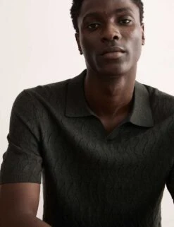 Jaeger Merino Wool Rich Knitted Polo Shirt With Silk -Marksandspencer Sale Store merino wool rich knitted polo shirt with silk 9