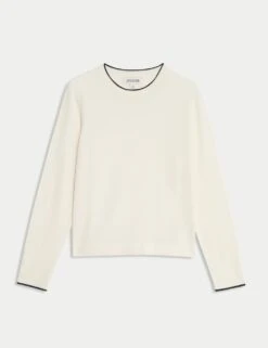 Jaeger Merino Wool Rich Tipped Detail Jumper -Marksandspencer Sale Store merino wool rich tipped detail jumper 7