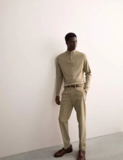 Jaeger Merino Wool Rich With Silk Half Zip Jumper -Marksandspencer Sale Store merino wool rich with silk half zip jumper 16