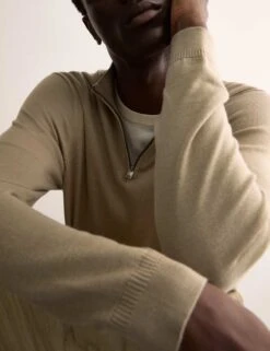 Jaeger Merino Wool Rich With Silk Half Zip Jumper -Marksandspencer Sale Store merino wool rich with silk half zip jumper 18