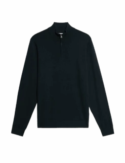 Jaeger Merino Wool Rich With Silk Half Zip Jumper -Marksandspencer Sale Store merino wool rich with silk half zip jumper