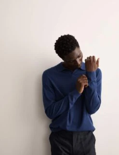 Jaeger Merino Wool Rich With Silk Knitted Polo -Marksandspencer Sale Store merino wool rich with silk knitted polo 11