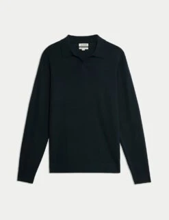 Jaeger Merino Wool Rich With Silk Knitted Polo -Marksandspencer Sale Store merino wool rich with silk knitted polo 13