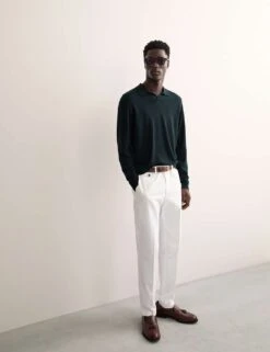 Jaeger Merino Wool Rich With Silk Knitted Polo -Marksandspencer Sale Store merino wool rich with silk knitted polo 15