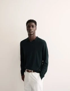 Jaeger Merino Wool Rich With Silk Knitted Polo -Marksandspencer Sale Store merino wool rich with silk knitted polo 17