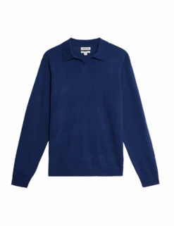 Jaeger Merino Wool Rich With Silk Knitted Polo -Marksandspencer Sale Store merino wool rich with silk knitted polo