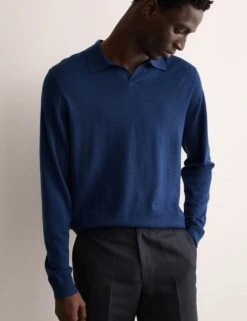 Jaeger Merino Wool Rich With Silk Knitted Polo -Marksandspencer Sale Store merino wool rich with silk knitted polo 6