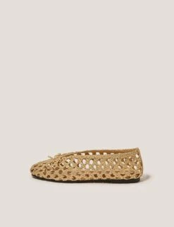MONSOON Metallic Woven Bow Flat Ballet Pumps -Marksandspencer Sale Store metallic woven bow flat ballet pumps 4