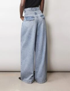 Mid Rise Pleat Front Wide Leg Jeans 12 Mid Rise Pleat Front Wide Leg Jeans -Marksandspencer Sale Store mid rise pleat front wide leg jeans 4