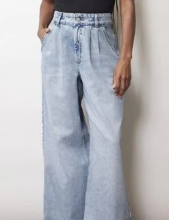 Mid Rise Pleat Front Wide Leg Jeans 13 Mid Rise Pleat Front Wide Leg Jeans -Marksandspencer Sale Store mid rise pleat front wide leg jeans 5