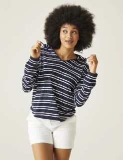 Regatta Minerve Pure Cotton Striped Hoodie -Marksandspencer Sale Store minerve pure cotton striped hoodie 5