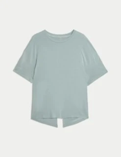 Modal Blend Lightweight Tie Back T-Shirt -Marksandspencer Sale Store modal blend crew neck relaxed t shirt 1