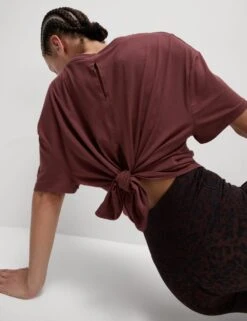 Modal Blend Lightweight Tie Back T-Shirt -Marksandspencer Sale Store modal blend crew neck relaxed t shirt 6