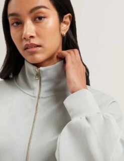 Ted Baker Modal Blend Textured Zip Up Sweatshirt -Marksandspencer Sale Store modal blend textured zip up sweatshirt 5