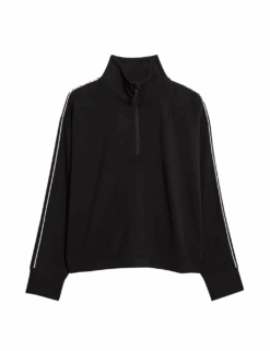 Modal Rich Funnel Neck Half Zip Top -Marksandspencer Sale Store modal rich funnel neck half zip top