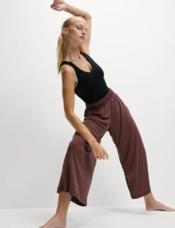 Modal Rich Ribbed Relaxed Culottes -Marksandspencer Sale Store modal rich ribbed relaxed culottes 15