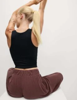 Modal Rich Ribbed Relaxed Culottes -Marksandspencer Sale Store modal rich ribbed relaxed culottes 17