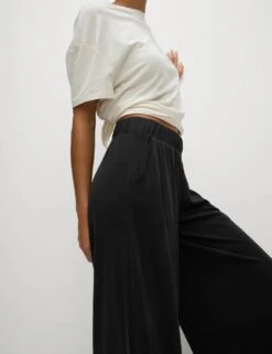 Modal Rich Ribbed Relaxed Culottes -Marksandspencer Sale Store modal rich ribbed relaxed culottes 8