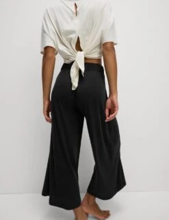 Modal Rich Ribbed Relaxed Culottes -Marksandspencer Sale Store modal rich ribbed relaxed culottes 9