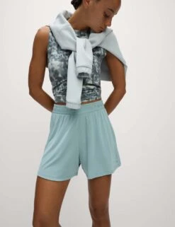 Modal Rich Ribbed Relaxed High Waisted Yoga Shorts -Marksandspencer Sale Store modal rich ribbed relaxed high waisted yoga shorts 15