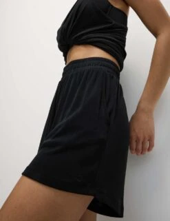 Modal Rich Ribbed Relaxed High Waisted Yoga Shorts -Marksandspencer Sale Store modal rich ribbed relaxed high waisted yoga shorts 9