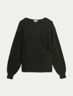 Jaeger Mohair Blend Wrap Jumper -Marksandspencer Sale Store mohair blend wrap jumper 12