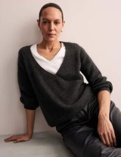 Jaeger Mohair Blend Wrap Jumper -Marksandspencer Sale Store mohair blend wrap jumper 13