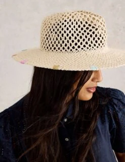WHITE STUFF Open Weave Fedora Hat -Marksandspencer Sale Store open weave fedora hat 5
