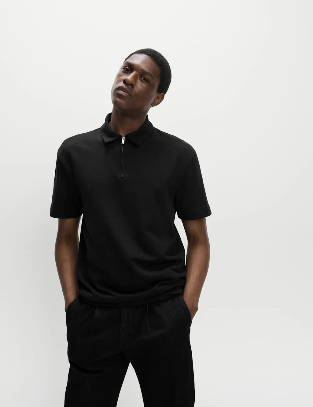 Oversized Fit Cotton Rich Textured Polo Shirt 20 Oversized Fit Cotton Rich Textured Polo Shirt - Image 20