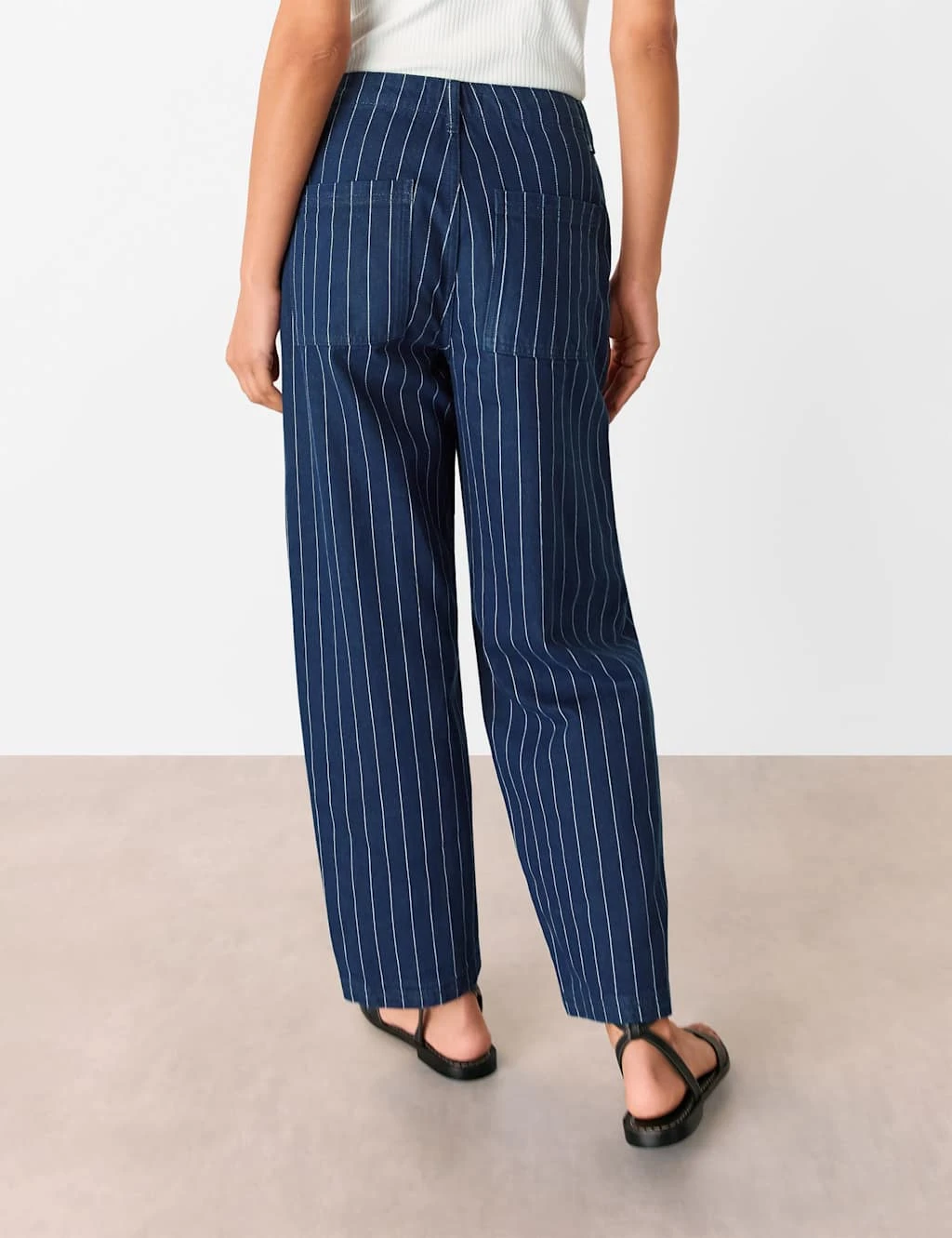 Whistles Pinstripe High Waisted Barrel Jeans 5 Whistles Pinstripe High Waisted Barrel Jeans - Image 5