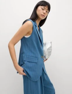 Pinstripe Pleat Front Wide Leg Trousers -Marksandspencer Sale Store pinstripe pleat front wide leg trousers 5