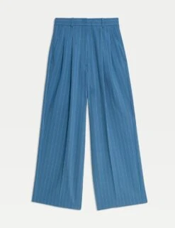 Pinstripe Pleat Front Wide Leg Trousers -Marksandspencer Sale Store pinstripe pleat front wide leg trousers 7