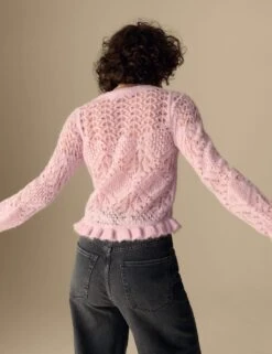 Pointelle Ruffle Fitted Jumper With Alpaca -Marksandspencer Sale Store pointelle ruffle fitted jumper with alpaca 7