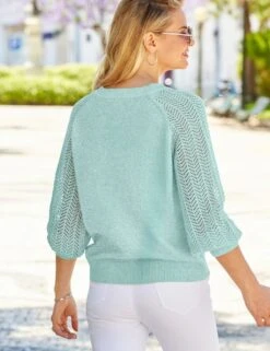 Pointelle V-Neck Jumper -Marksandspencer Sale Store pointelle v neck jumper 6